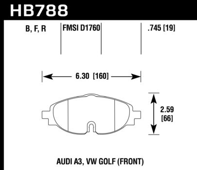 Front Brake Pad Set (Hawk HPS) - 312x25mm Rotors