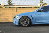 Lowered BMW M3 F80 on eMMOTION suspension lowering springs.