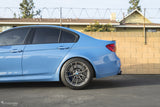 Lowered BMW M3 F80 on eMMOTION suspension lowering springs.